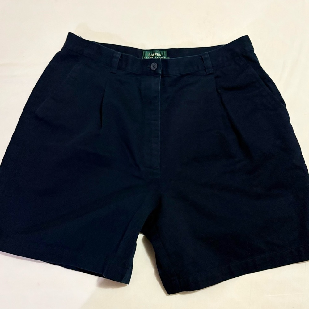 Lauren Ralph Lauren Women’s Dark Navy Golf Pleated Front Cotton Shorts